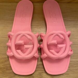 Gucci Pink Logo Slide Sandals